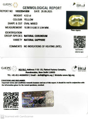 4.53/CT Natural Yellow Sapphire With Govt Lab Certificate (12210)